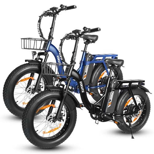 ESKUTE 2er-Set D202 PRO E-Bike 20×4 Zoll Fatbike, 48V 20,8Ah Akku, 250W Motor, bis 100 km Reichweite, 7-Gang, faltbar, für Gelände, Strand & Schnee