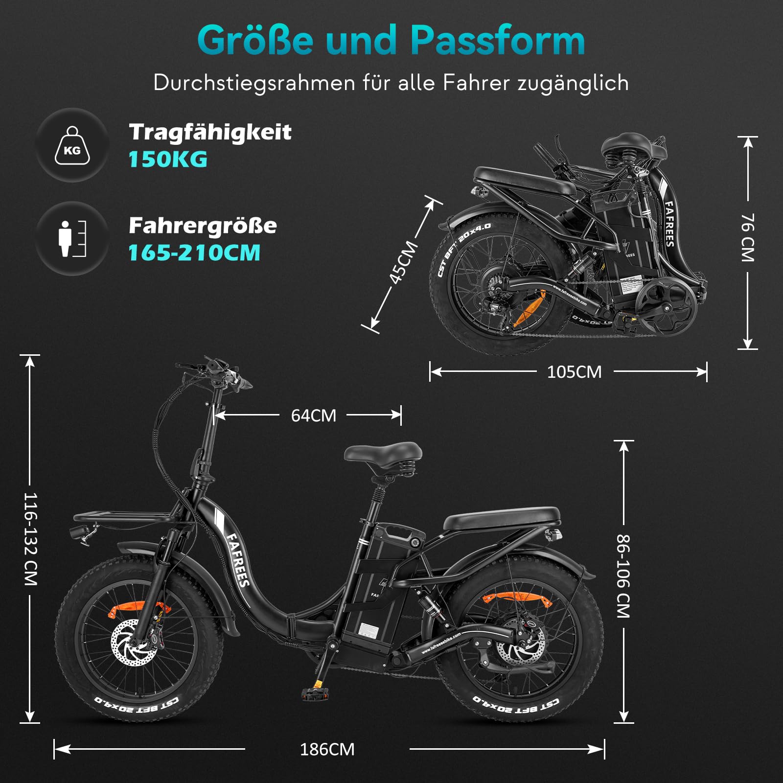 Fafrees F20 X-Max E-Bike Klapprad Elektrofahrrad 48V 30Ah Akku 20 Zoll *4.0 Fat Tire E-Mountainbike Maximales Drehmoment 65 N.m