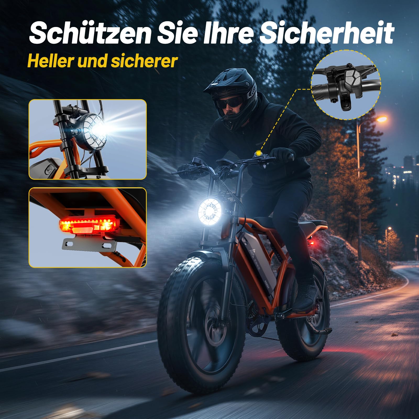 TST E Bikes Mountainbike Fatbike 20 Zoll Elektrofahrrad Herren Damen Elektro Fahrrad mit APP-Steuerung und Federung, E Fatbike 48V 15Ah Batterie 250W Motor 25km/h E Fahrrad