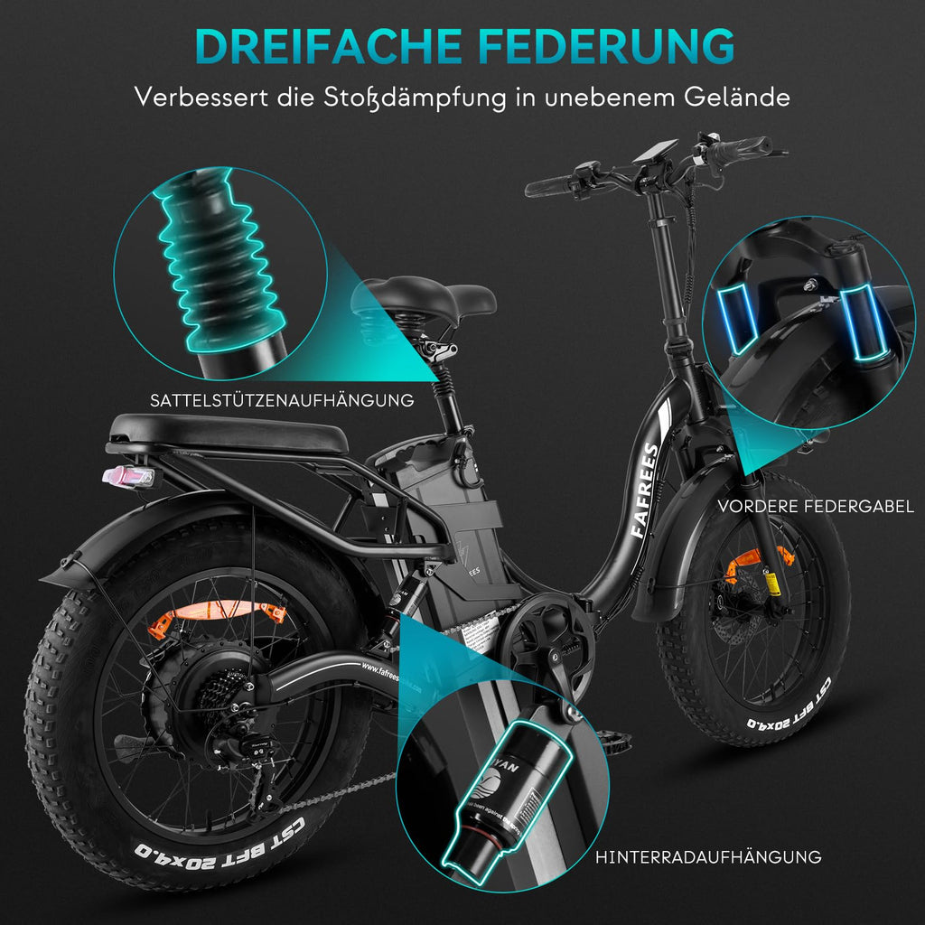 Fafrees F20 X-Max E-Bike Klapprad Elektrofahrrad 48V 30Ah Akku 20 Zoll *4.0 Fat Tire E-Mountainbike Maximales Drehmoment 65 N.m