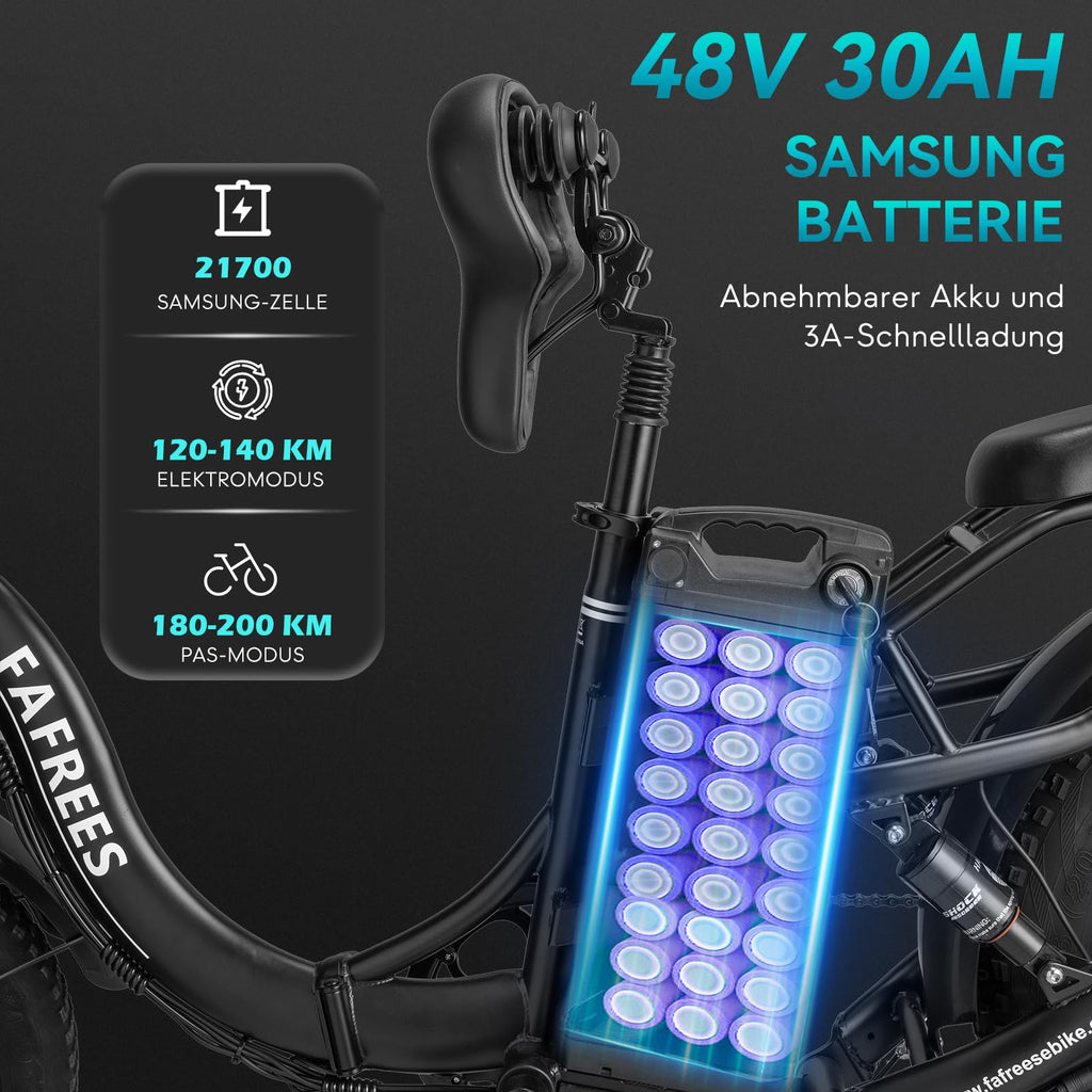 Fafrees F20 X-Max E-Bike Klapprad Elektrofahrrad 48V 30Ah Akku 20 Zoll *4.0 Fat Tire E-Mountainbike Maximales Drehmoment 65 N.m