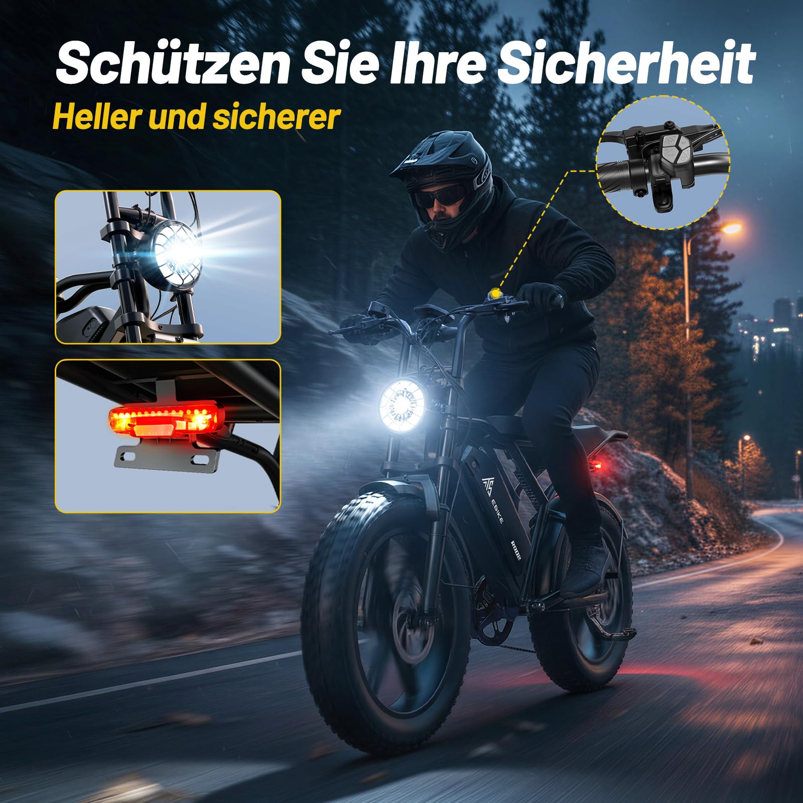 TST E Bikes Mountainbike Fatbike 20 Zoll Elektrofahrrad Herren Damen Elektro Fahrrad mit APP-Steuerung und Federung, E Fatbike 48V 15Ah Batterie 250W Motor 25km/h E Fahrrad