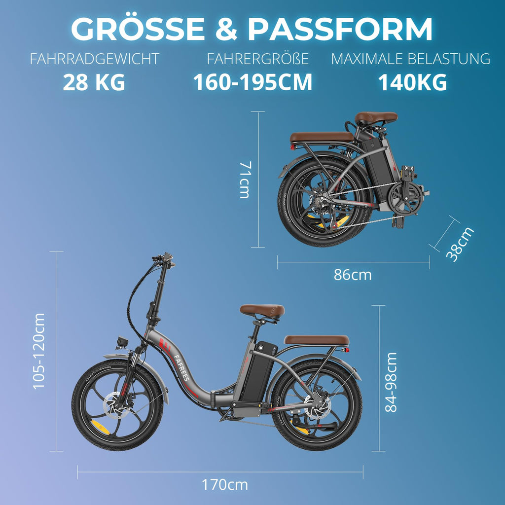 Ebike F20 Pro+ Fatbike Faltrad 20 Zoll mit 36V 22.5AH Akku Damen Ebike Herren 250W, Erwachsene Fatbike Elektromobilrad 140kg, E Mountainbike 20°, Ebike 25km/h (Handyhalter, Buntes Blau)
