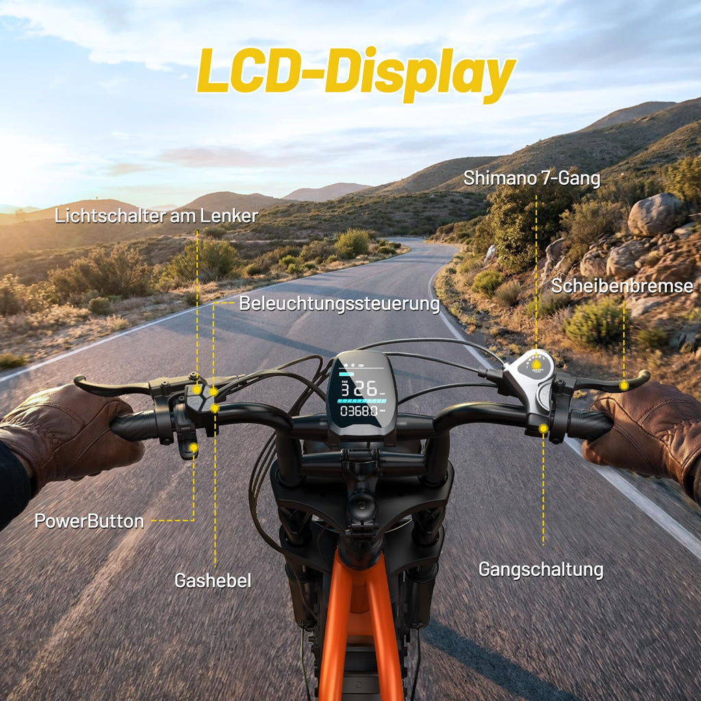 TST E Bikes Mountainbike Fatbike 20 Zoll Elektrofahrrad Herren Damen Elektro Fahrrad mit APP-Steuerung und Federung, E Fatbike 48V 15Ah Batterie 250W Motor 25km/h E Fahrrad