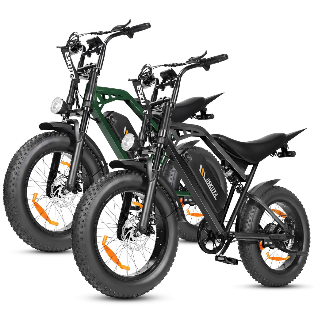 ESKUTE V202 2er Set E-Bike, 48V 20,8Ah Akku, 20×4 Zoll Fatbike, NFC-Entsperrung, bis 80 km Reichweite, Vollfederung für Gelände, Schnee & Sand