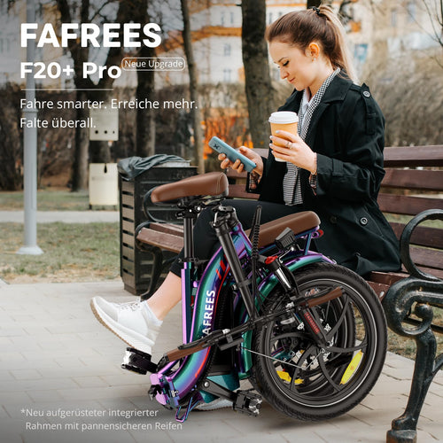 Ebike F20 Pro+ Fatbike Faltrad 20 Zoll mit 36V 22.5AH Akku Damen Ebike Herren 250W, Erwachsene Fatbike Elektromobilrad 140kg, E Mountainbike 20°, Ebike 25km/h (Handyhalter, Buntes Blau)
