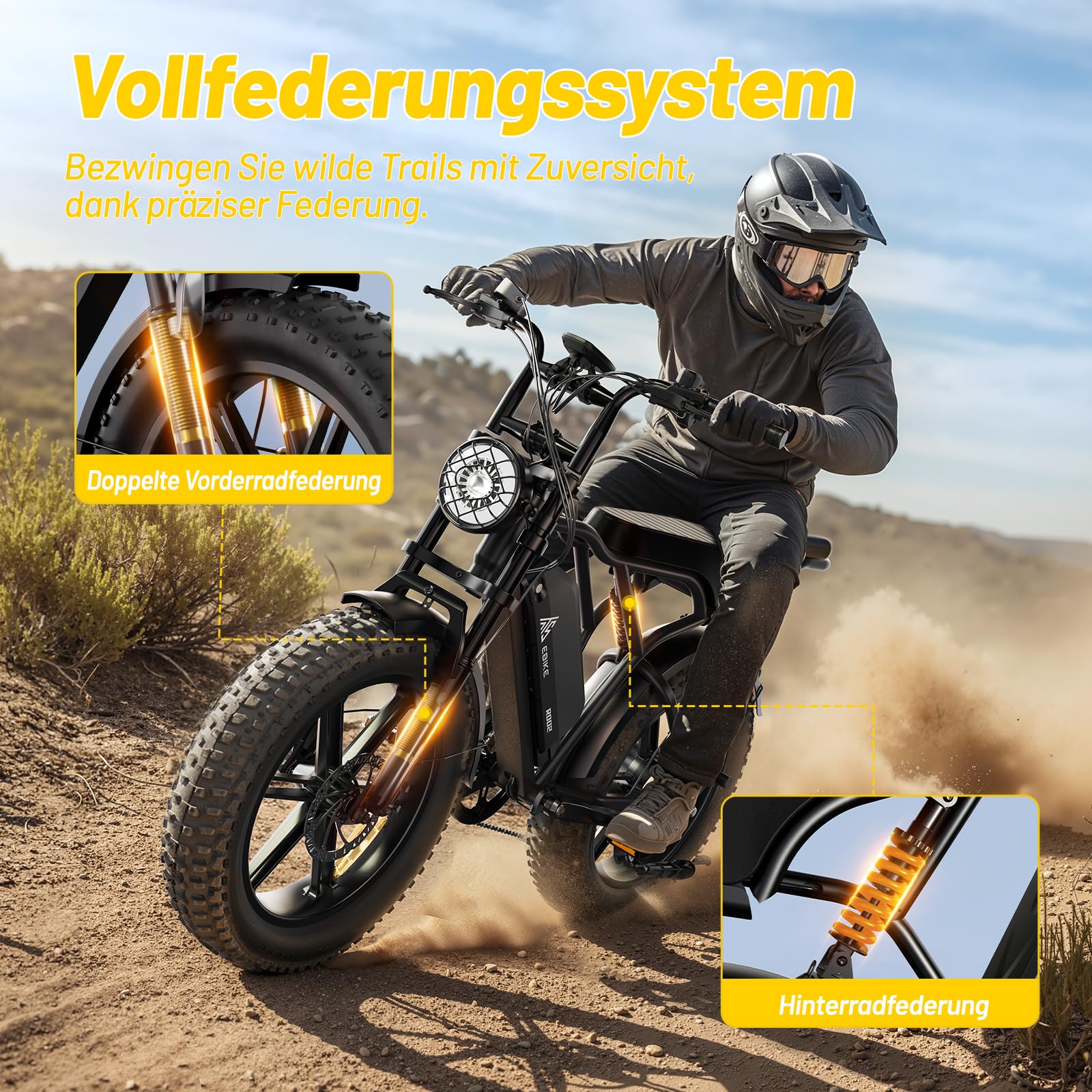 TST E Bikes Mountainbike Fatbike 20 Zoll Elektrofahrrad Herren Damen Elektro Fahrrad mit APP-Steuerung und Federung, E Fatbike 48V 15Ah Batterie 250W Motor 25km/h E Fahrrad