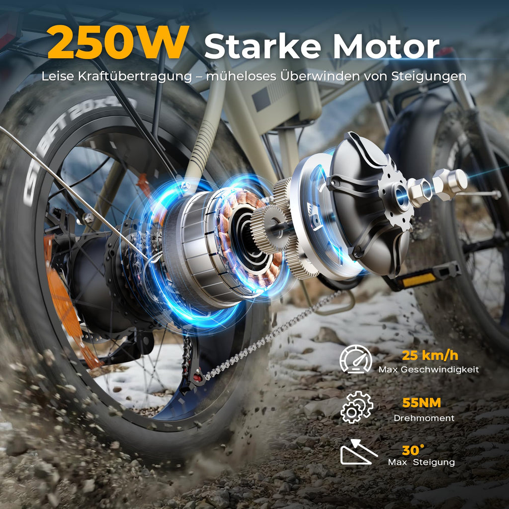 VARUN E Bike, 20 Zoll Elektrofahrräder mit 48V 13Ah (624Wh) Akku, bis 120KM Reichweite, 4.0 Fat tire Pedelec, StVZO, E-Bike Herren Damen mit 7-Gang für jedes Gelände, S20-1