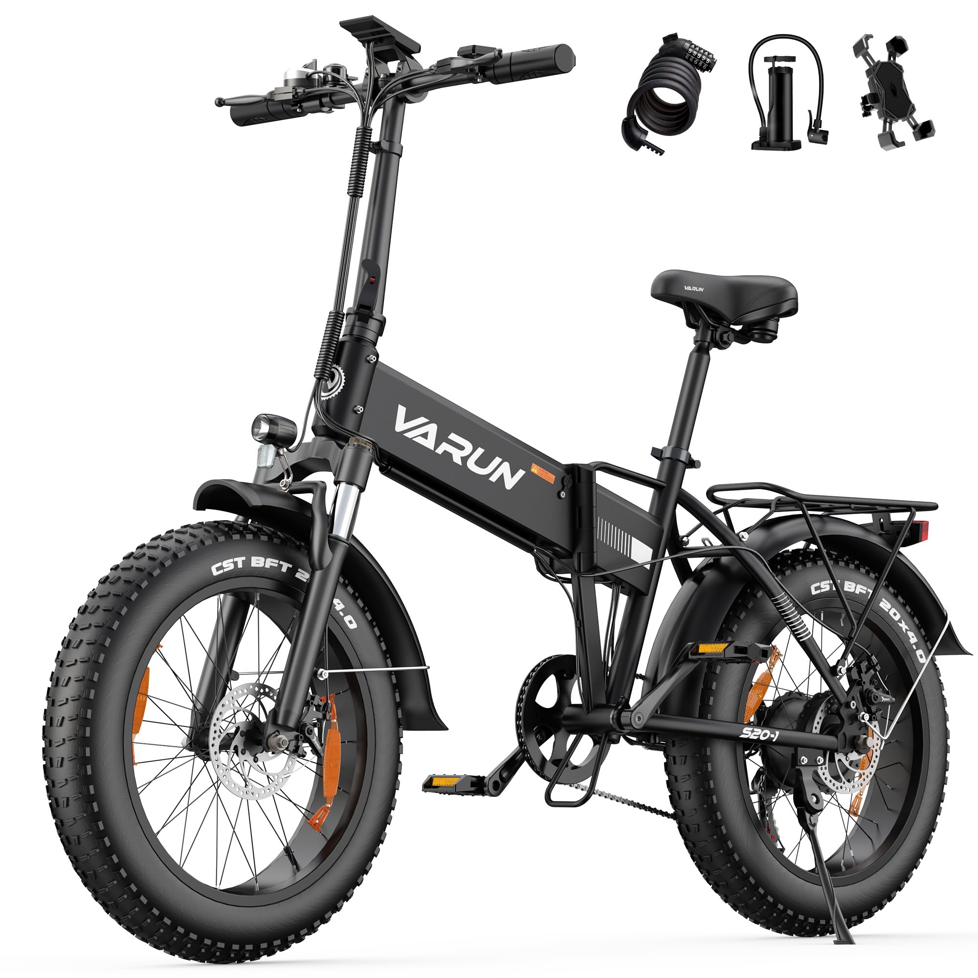 VARUN E Bike, 20 Zoll Elektrofahrräder mit 48V 13Ah (624Wh) Akku, bis 120KM Reichweite, 4.0 Fat tire Pedelec, StVZO, E-Bike Herren Damen mit 7-Gang für jedes Gelände, S20-1