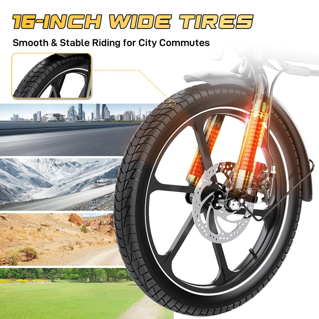 EVERCROSS EK5 Elektrofahrrad, 250W E Bike für Erwachsene, 36V Faltbares Elektrofahrräder Mountainbike, bis zu 25KM/H, Reichweite 35-60km, 16'' Reifen Elektrisches City Bike mit Verstellbarem Sitz