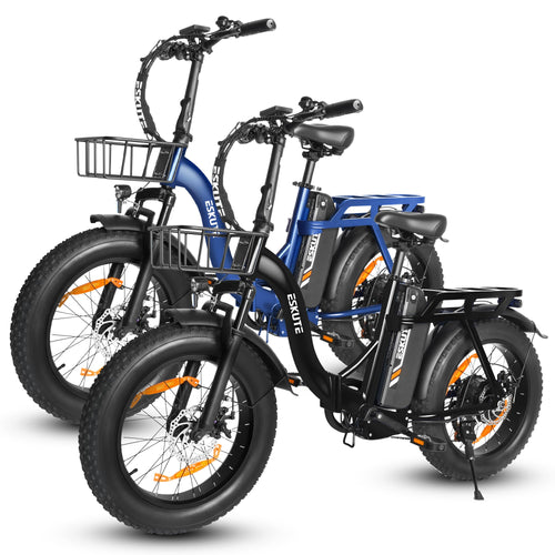 ESKUTE 2er-Set D202 PRO E-Bike 20×4 Zoll Fatbike, 48V 20,8Ah Akku, 250W Motor, bis 100 km Reichweite, 7-Gang, faltbar, für Gelände, Strand & Schnee