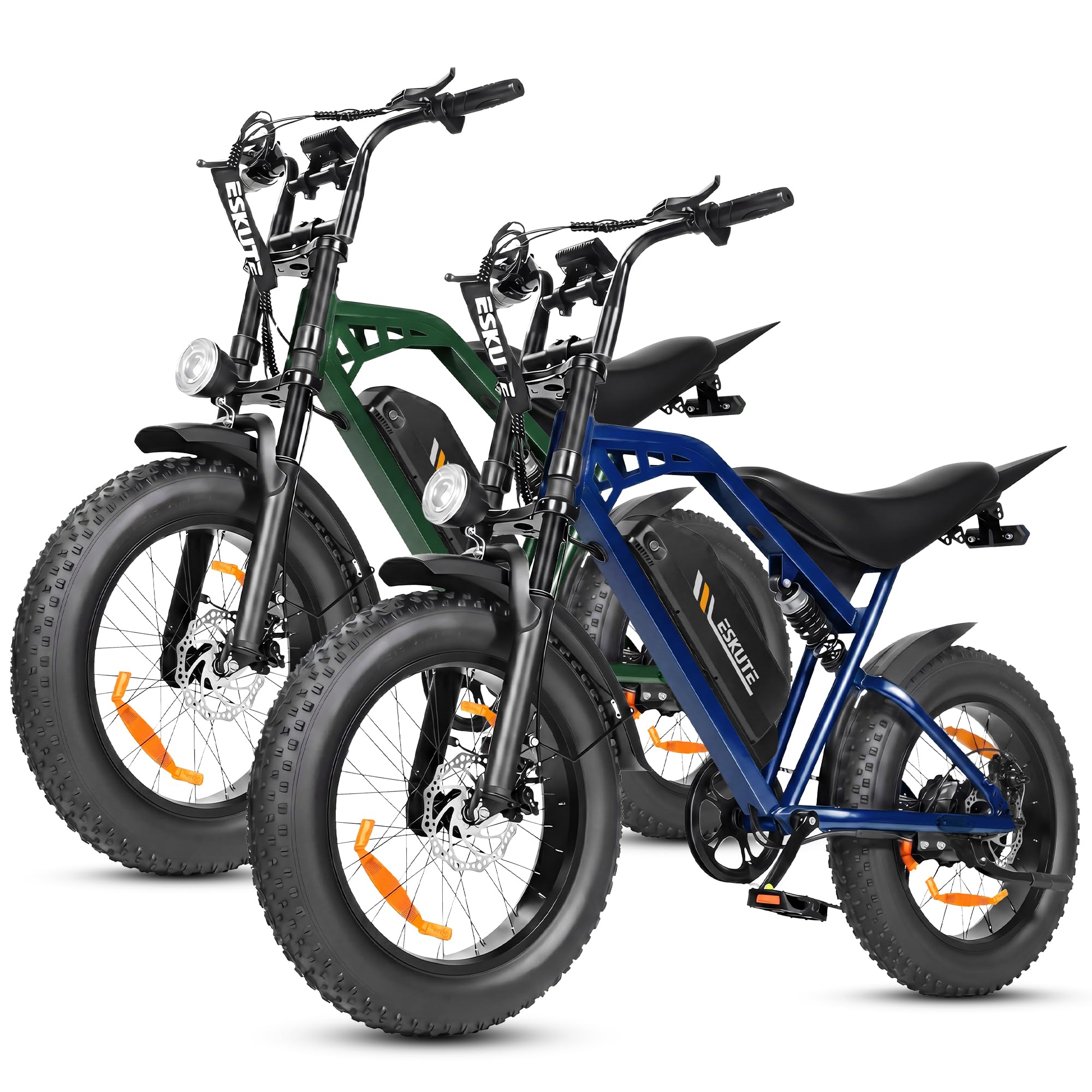 ESKUTE V202 2er Set E-Bike, 48V 20,8Ah Akku, 20×4 Zoll Fatbike, NFC-Entsperrung, bis 80 km Reichweite, Vollfederung für Gelände, Schnee & Sand