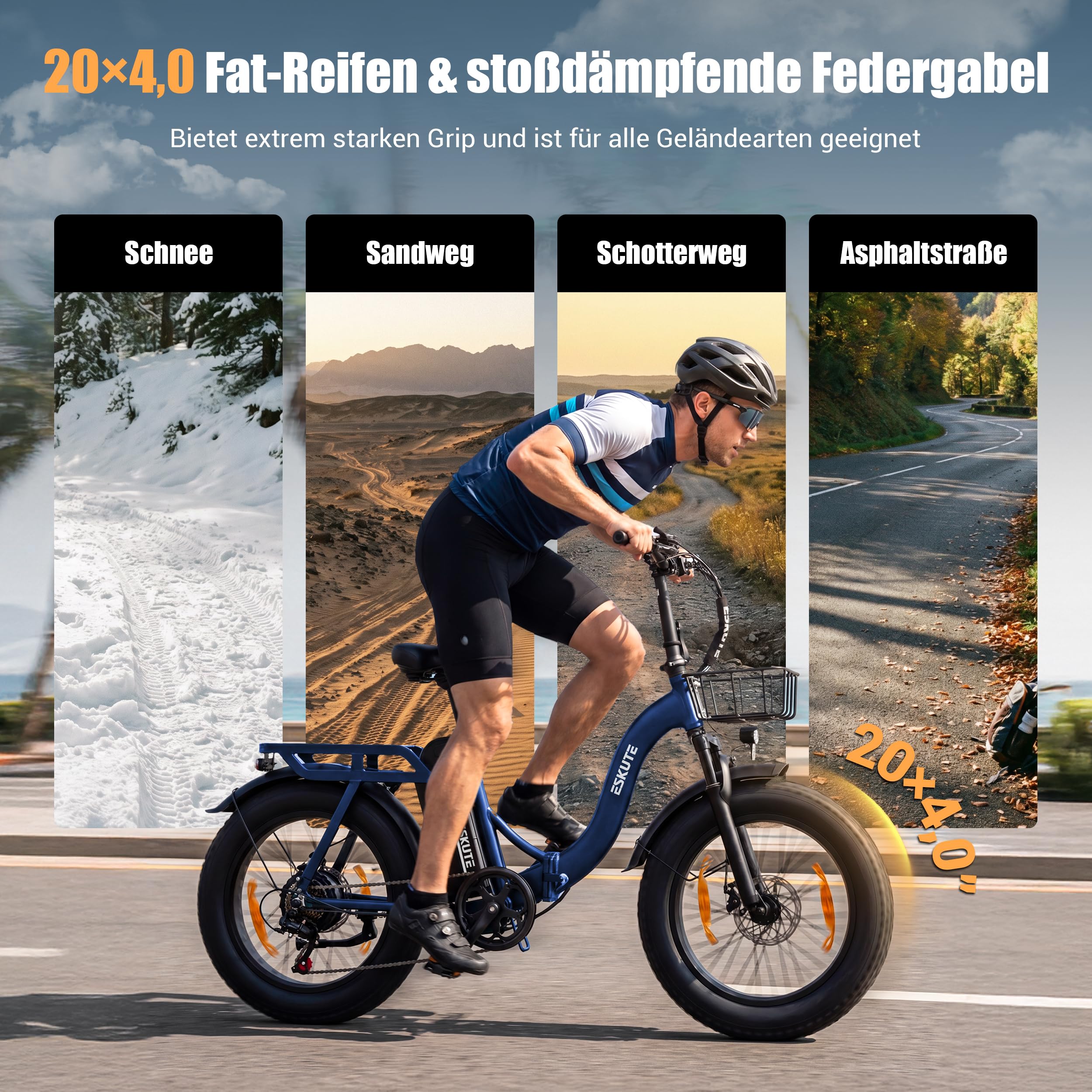 ESKUTE 2er-Set D202 PRO E-Bike 20×4 Zoll Fatbike, 48V 20,8Ah Akku, 250 – Radab