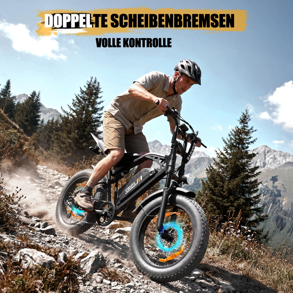 ESKUTE V202 2er Set E-Bike, 48V 20,8Ah Akku, 20×4 Zoll Fatbike, NFC-Entsperrung, bis 80 km Reichweite, Vollfederung für Gelände, Schnee & Sand
