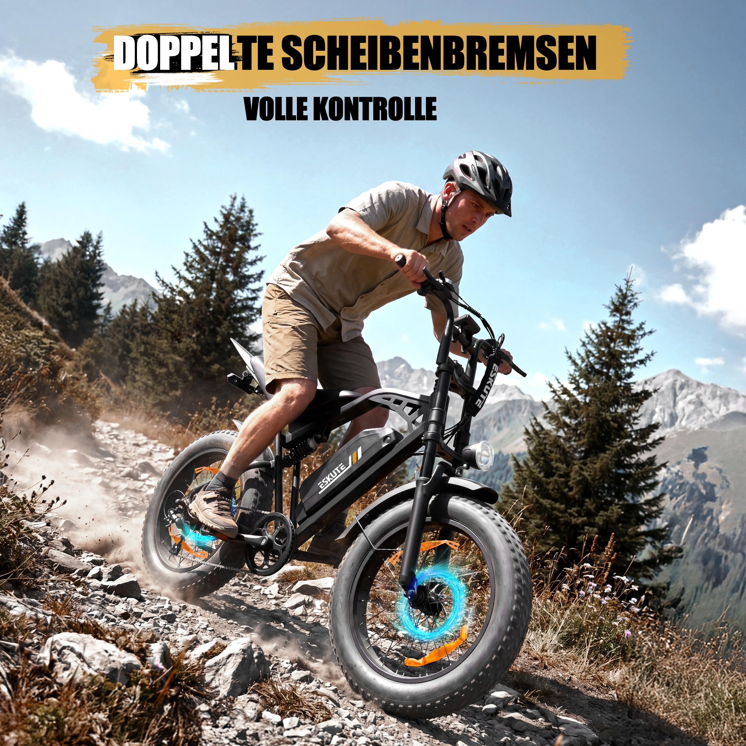ESKUTE V202 2er Set E-Bike, 48V 20,8Ah Akku, 20×4 Zoll Fatbike, NFC-Entsperrung, bis 80 km Reichweite, Vollfederung für Gelände, Schnee & Sand