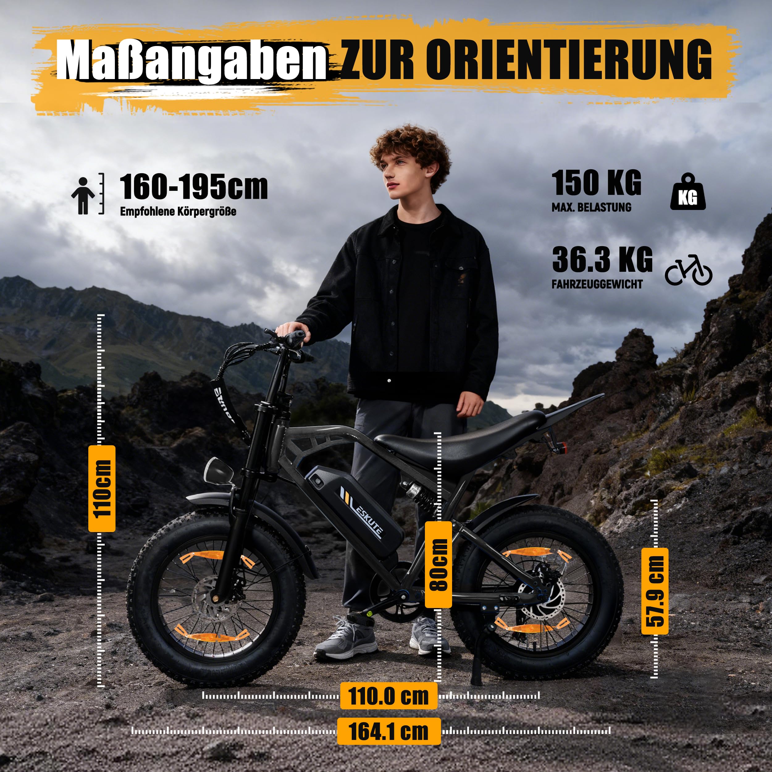 ESKUTE V202 2er Set E-Bike, 48V 20,8Ah Akku, 20×4 Zoll Fatbike, NFC-Entsperrung, bis 80 km Reichweite, Vollfederung für Gelände, Schnee & Sand