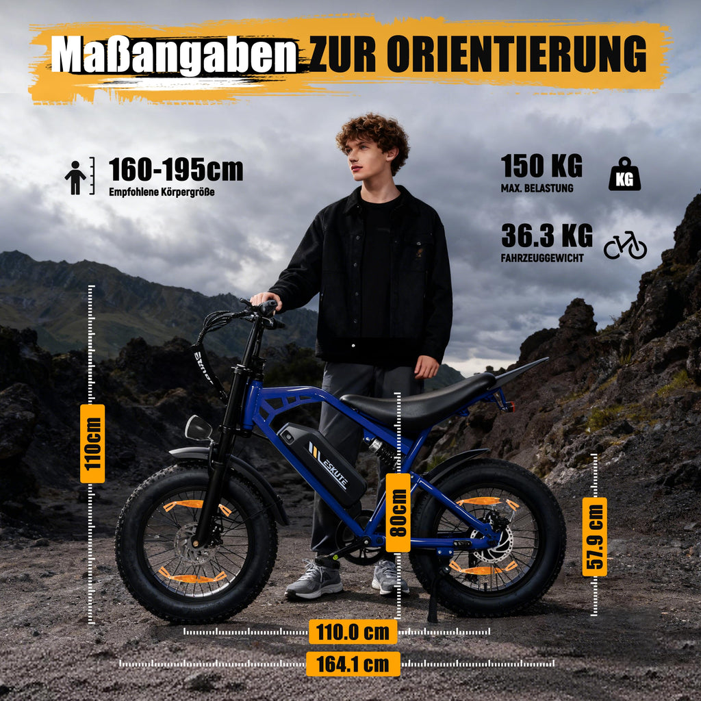 ESKUTE V202 2er Set E-Bike, 48V 20,8Ah Akku, 20×4 Zoll Fatbike, NFC-Entsperrung, bis 80 km Reichweite, Vollfederung für Gelände, Schnee & Sand
