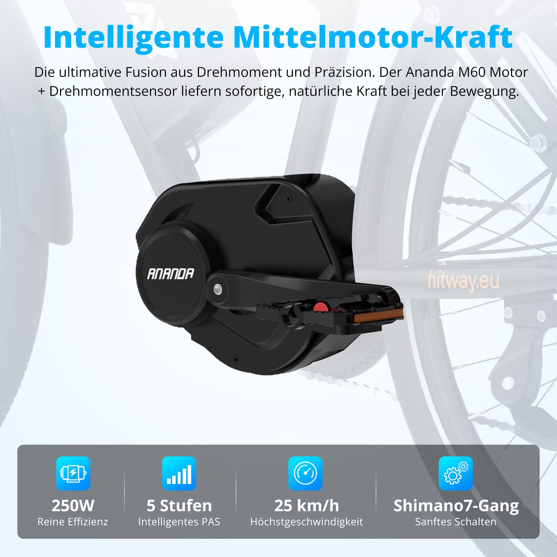 BK-U1 E-Bike mit Ananda M60 Mittelmotor – 150–180 km Reichweite, NFC & App, 27.5" Trekking Elektrofahrrad