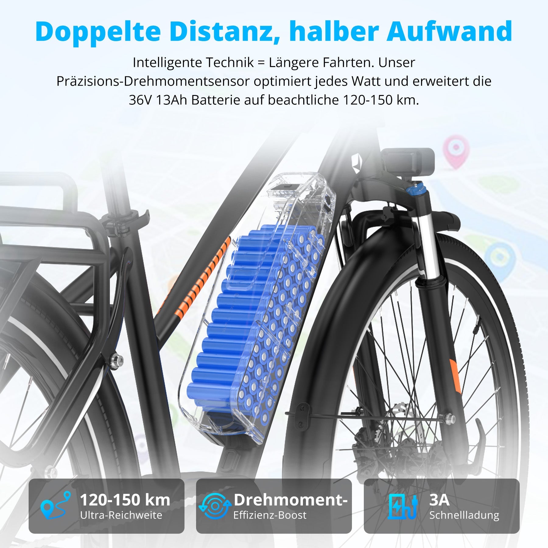 BK-U1 E-Bike mit Ananda M60 Mittelmotor – 150–180 km Reichweite, NFC & App, 27.5" Trekking Elektrofahrrad