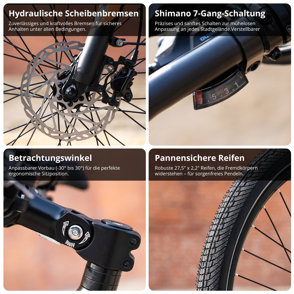 BK-U1 E-Bike mit Ananda M60 Mittelmotor – 150–180 km Reichweite, NFC & App, 27.5" Trekking Elektrofahrrad