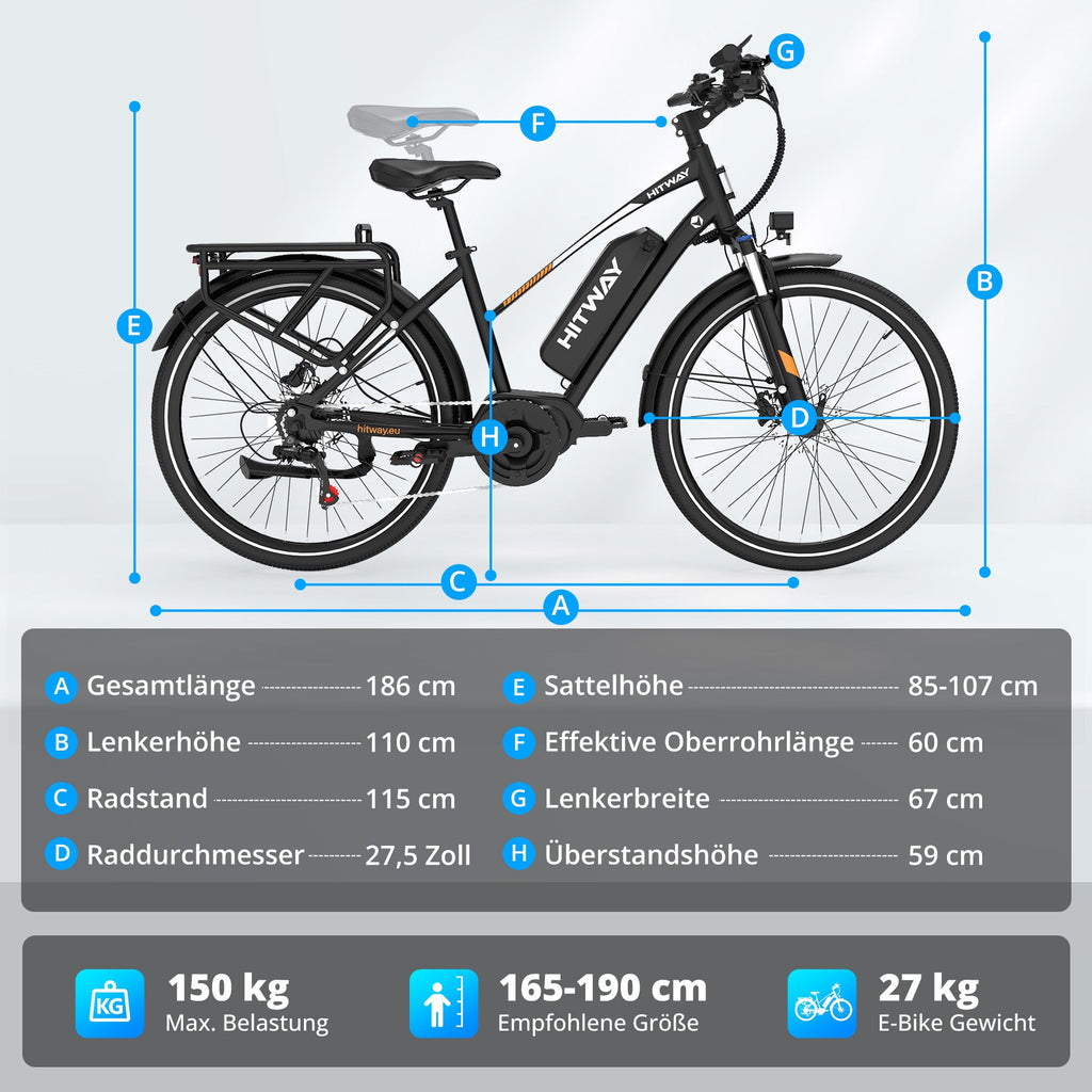 BK-U1 E-Bike mit Ananda M60 Mittelmotor – 150–180 km Reichweite, NFC & App, 27.5" Trekking Elektrofahrrad