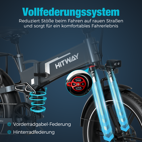 BK10S PRO 250W E-Fatbike – 20x4.0 Zoll, 70Nm Motor, 48V 15Ah Akku bis 120 km Reichweite & Doppelfederung