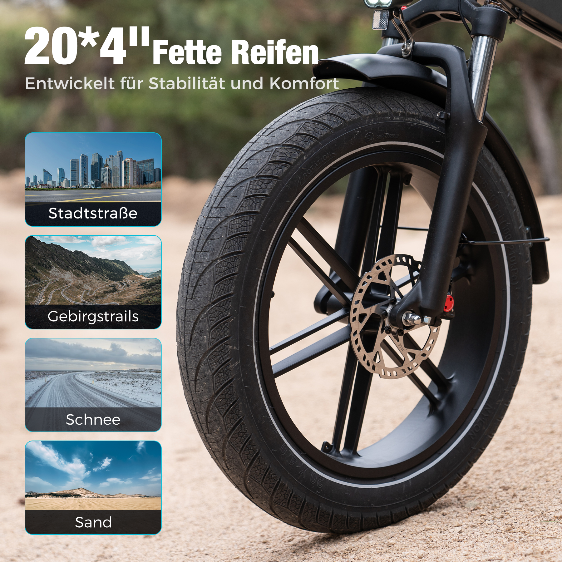 BK10S PRO 250W E-Fatbike – 20x4.0 Zoll, 70Nm Motor, 48V 15Ah Akku bis 120 km Reichweite & Doppelfederung