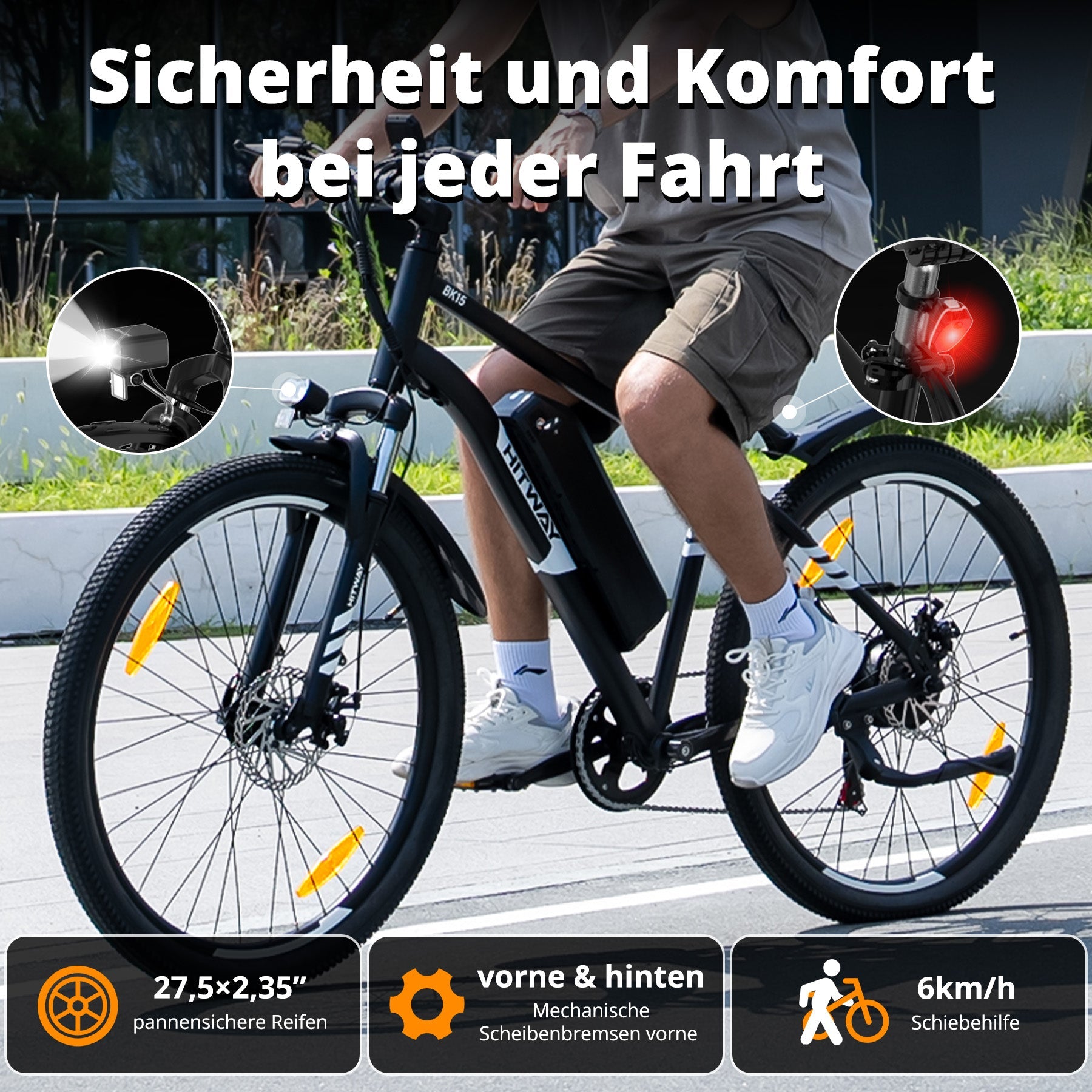 BK15 PRO E-Bike 250W – 27,5 Zoll City & Trekking E-Bike mit 36V 13Ah Akku, Shimano 7-Gang & 100 km Reichweite