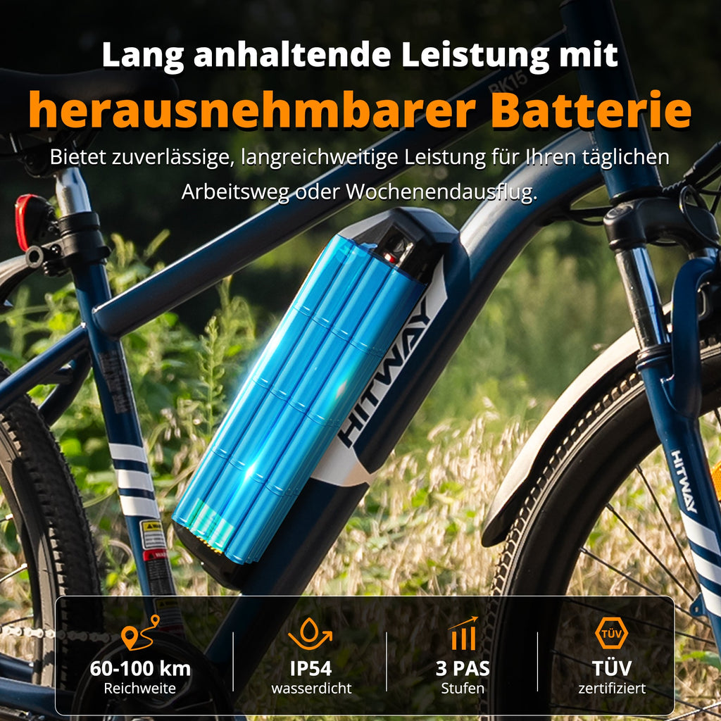 BK15 PRO E-Bike 250W – 27,5 Zoll City & Trekking E-Bike mit 36V 13Ah Akku, Shimano 7-Gang & 100 km Reichweite