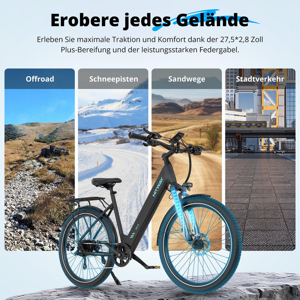 BK18S E-Bike 250W – 27,5 Zoll City E-Bike mit 36V 13Ah Akku, NFC & App-Steuerung, bis 100 km Reichweite