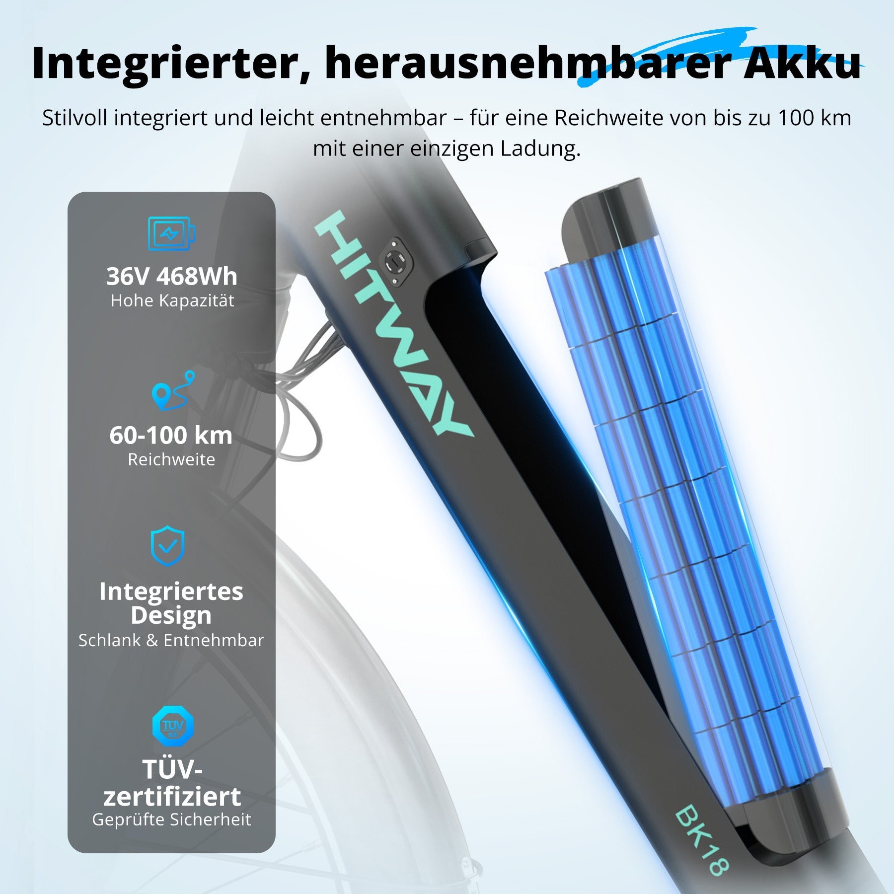 BK18S E-Bike 250W – 27,5 Zoll City E-Bike mit 36V 13Ah Akku, NFC & App-Steuerung, bis 100 km Reichweite