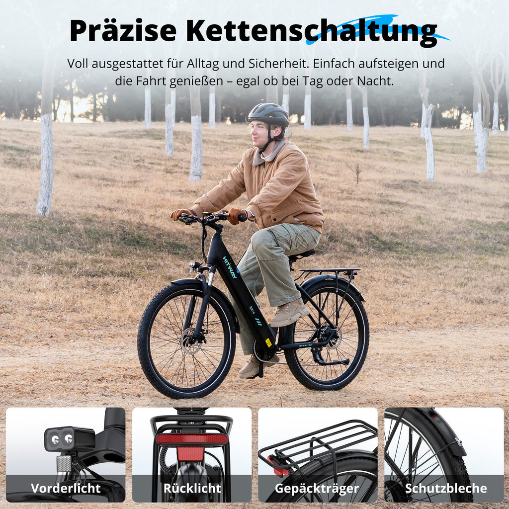 BK18S E-Bike 250W – 27,5 Zoll City E-Bike mit 36V 13Ah Akku, NFC & App-Steuerung, bis 100 km Reichweite