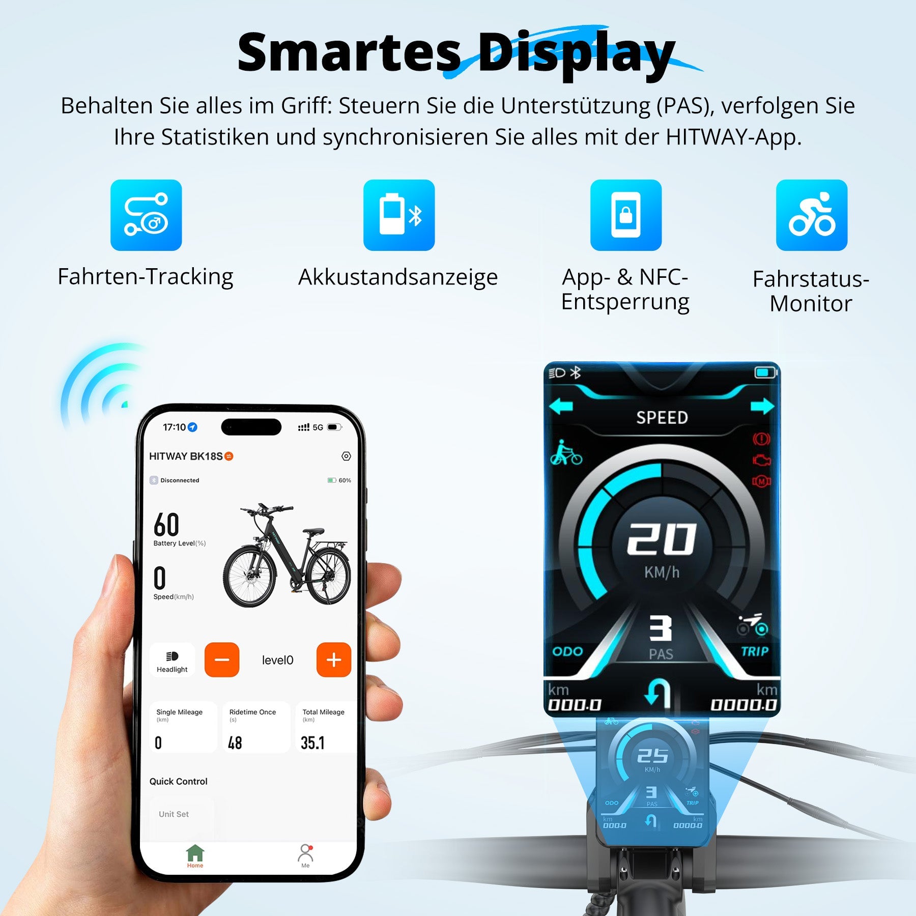 BK18S E-Bike 250W – 27,5 Zoll City E-Bike mit 36V 13Ah Akku, NFC & App-Steuerung, bis 100 km Reichweite