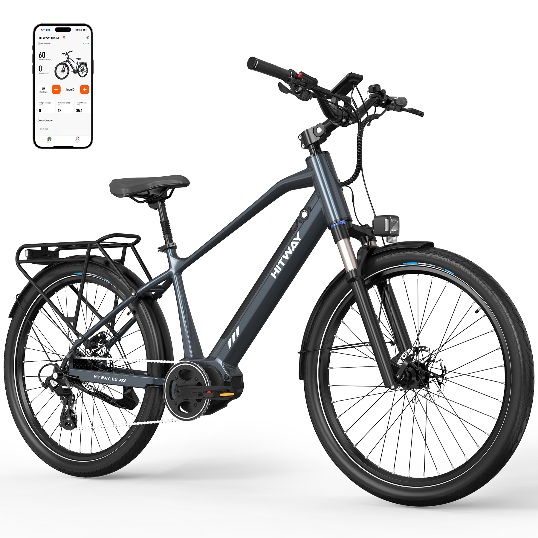 BK33 E-Bike 250W Mid-Drive – 26 Zoll Elektrofahrrad mit 80Nm Drehmoment, 374Wh Akku & App-Steuerung