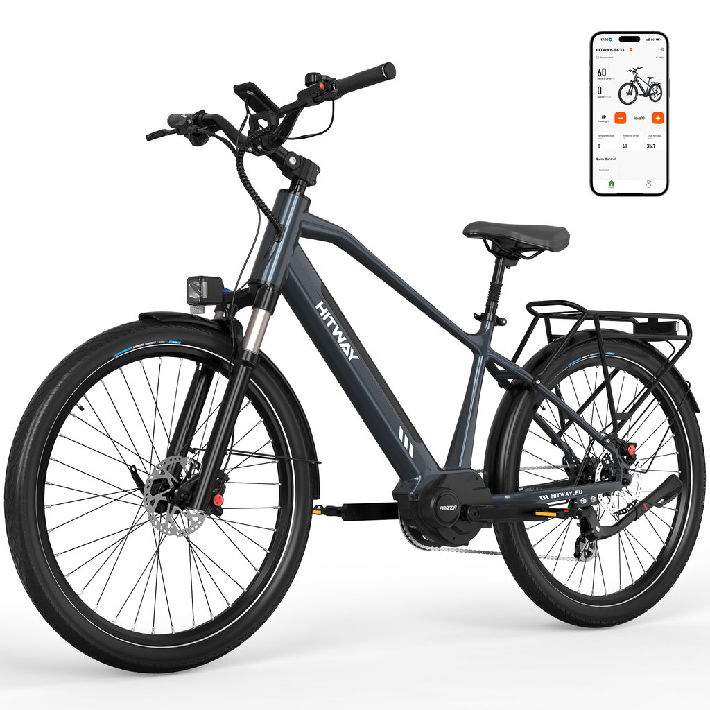 BK33 E-Bike 250W Mid-Drive – 26 Zoll Elektrofahrrad mit 80Nm Drehmoment, 374Wh Akku & App-Steuerung