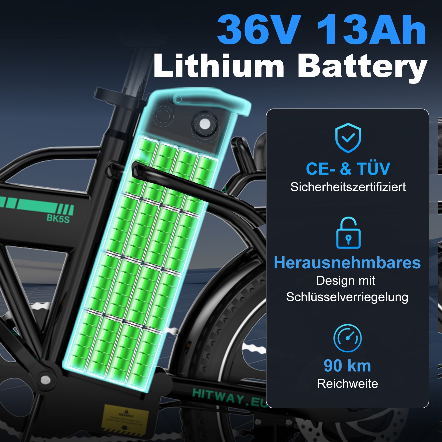HITWAY BK5SL Faltrad E-Bike 250W – Kompaktes 16 Zoll Elektrofahrrad mit 36V 13Ah Akku & App-Steuerung