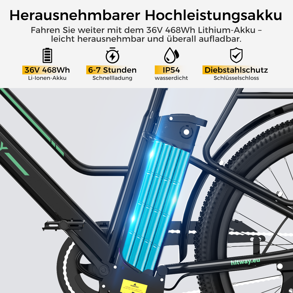 BK8SL E-Bike 250W – 27,5 Zoll City E-Bike mit 36V 13Ah Akku, Bluetooth App & Tiefeinstieg