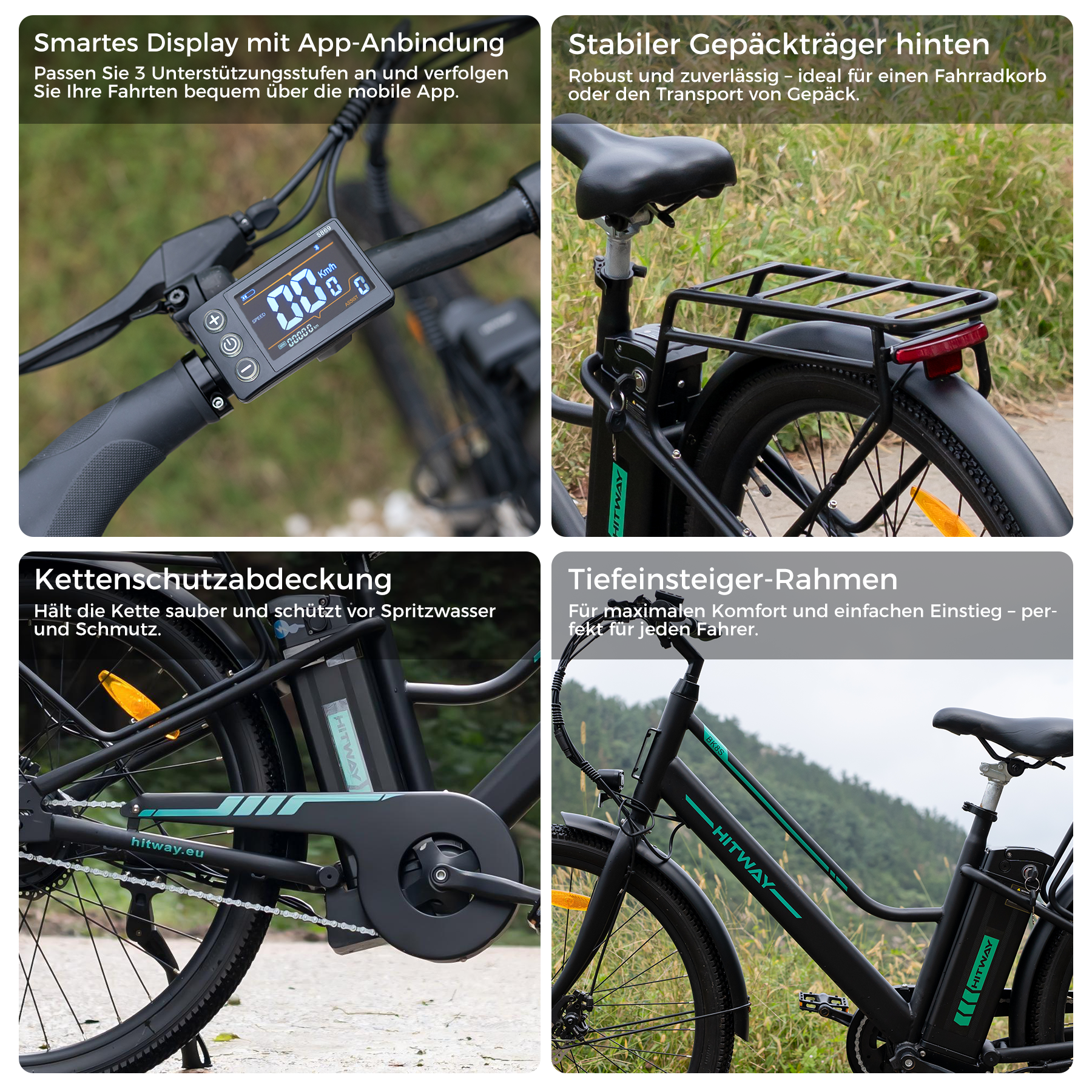 BK8SL E-Bike 250W – 27,5 Zoll City E-Bike mit 36V 13Ah Akku, Bluetooth App & Tiefeinstieg