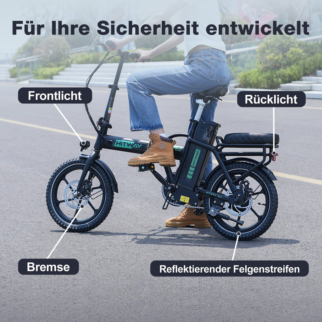 HITWAY BK5SL Faltrad E-Bike 250W – Kompaktes 16 Zoll Elektrofahrrad mit 36V 13Ah Akku & App-Steuerung