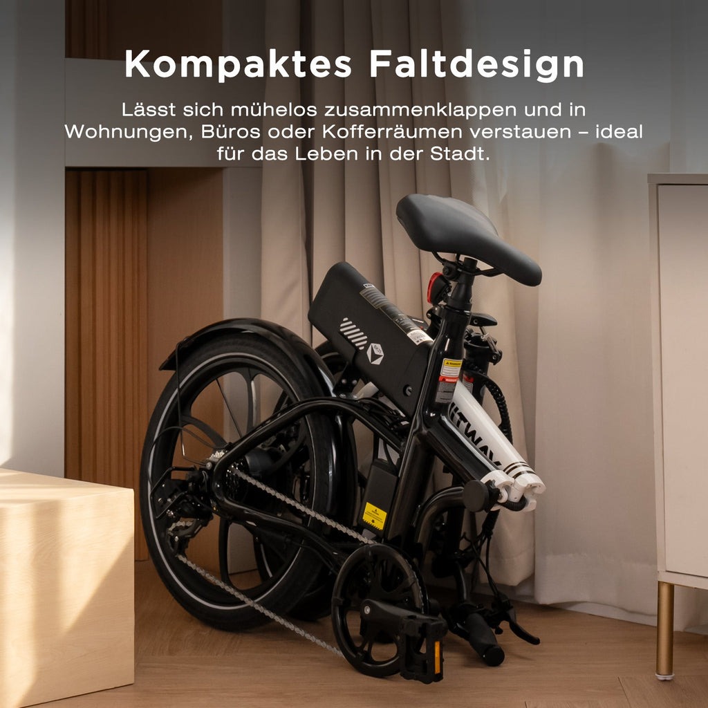 BK35S PRO 250W E-Faltrad – Kompaktes Klapprad mit 36V 9Ah Akku, 25 km/h, Shimano 7-Gang & App Display