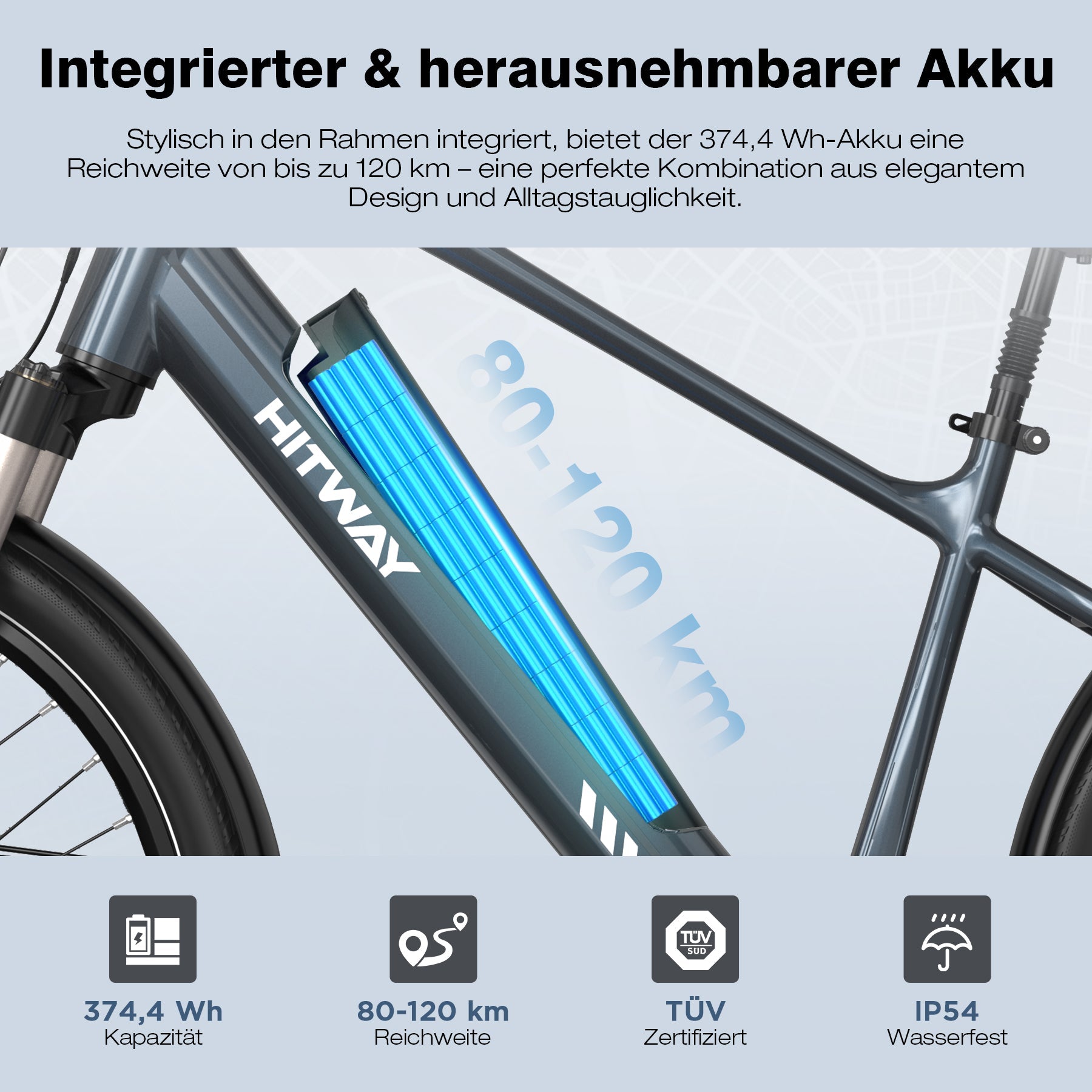 BK33 E-Bike 250W Mid-Drive – 26 Zoll Elektrofahrrad mit 80Nm Drehmoment, 374Wh Akku & App-Steuerung
