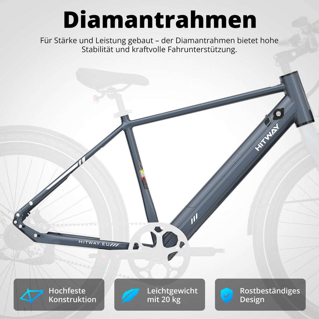 BK19 Pro E-Bike 250W – Riemenantrieb, leiser Heckmotor, 36V 10.4Ah Akku & App-Steuerung