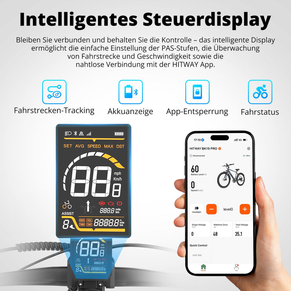 BK19 Pro E-Bike 250W – Riemenantrieb, leiser Heckmotor, 36V 10.4Ah Akku & App-Steuerung