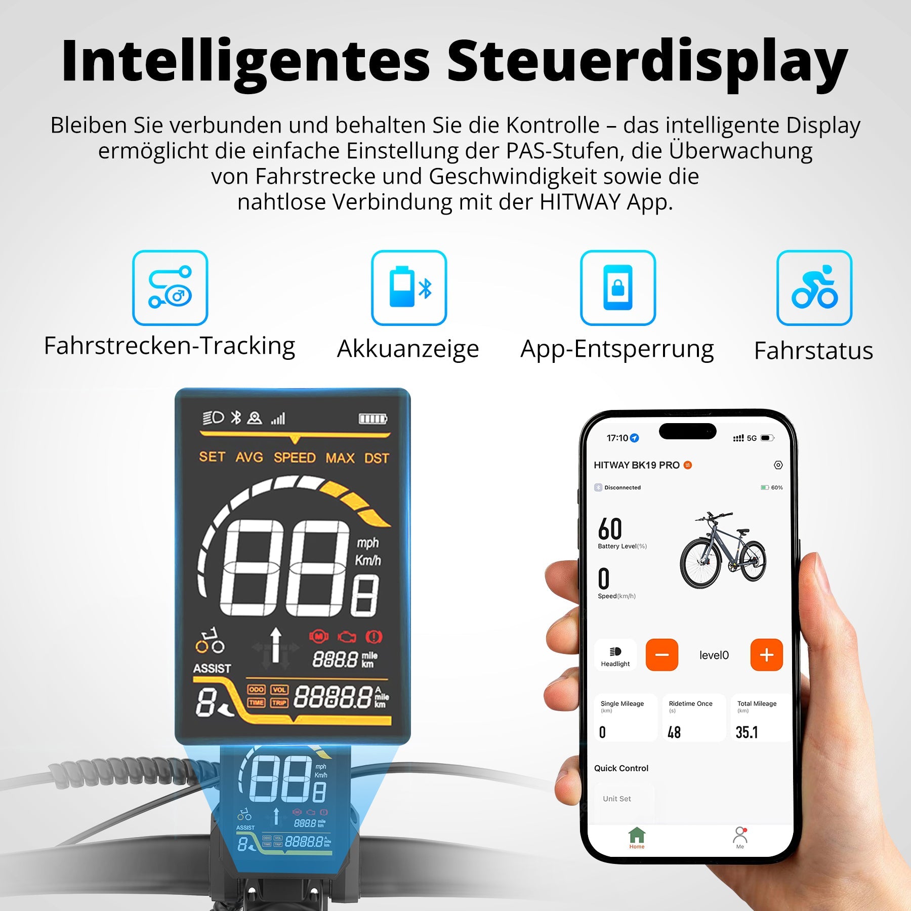 BK19 Pro E-Bike 250W – Riemenantrieb, leiser Heckmotor, 36V 10.4Ah Akku & App-Steuerung