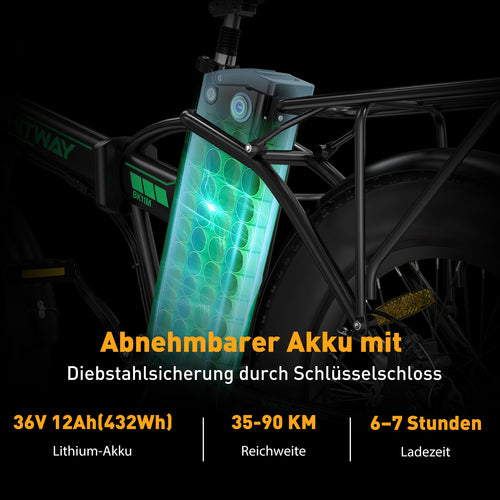 BK11 E-Bike 250W – 20 Zoll Fatbike mit 36V 12Ah Akku, 25 km/h & faltbarem Design