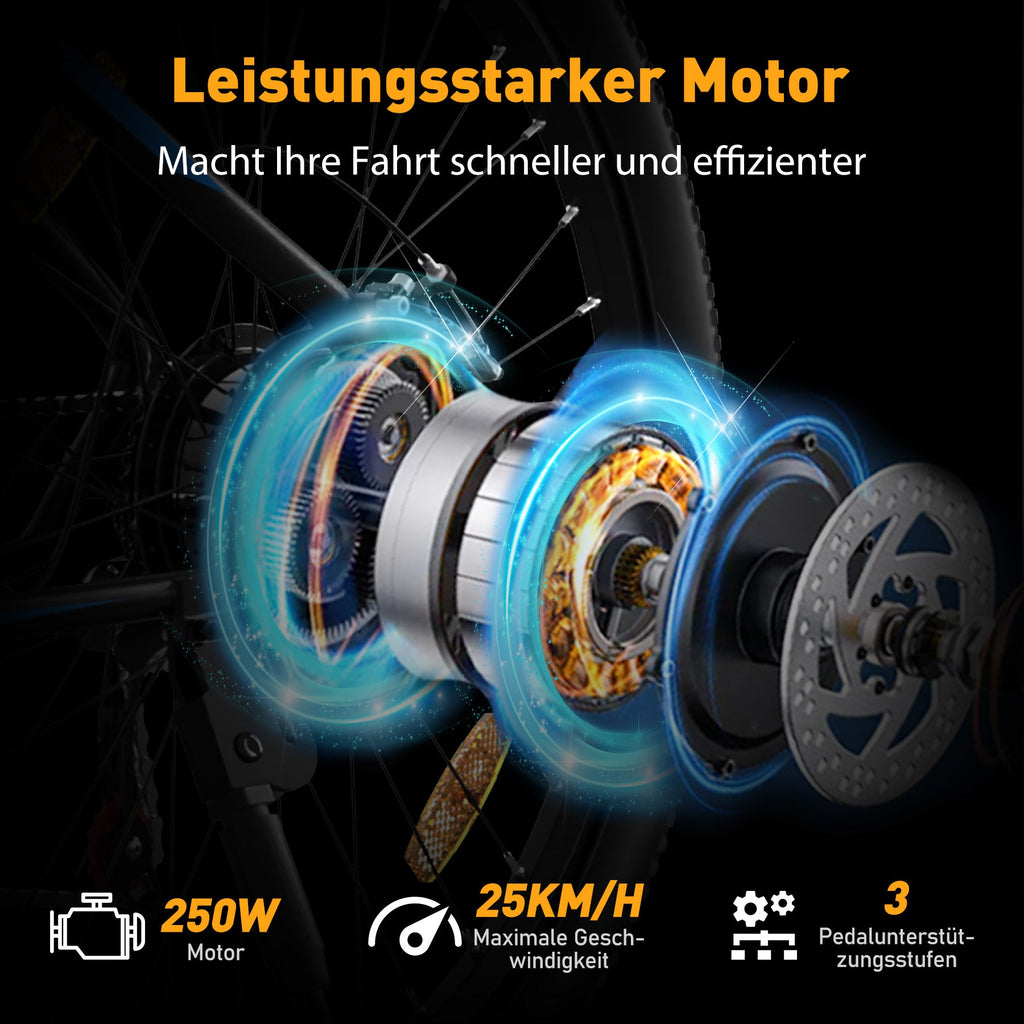 BK11 E-Bike 250W – 20 Zoll Fatbike mit 36V 12Ah Akku, 25 km/h & faltbarem Design